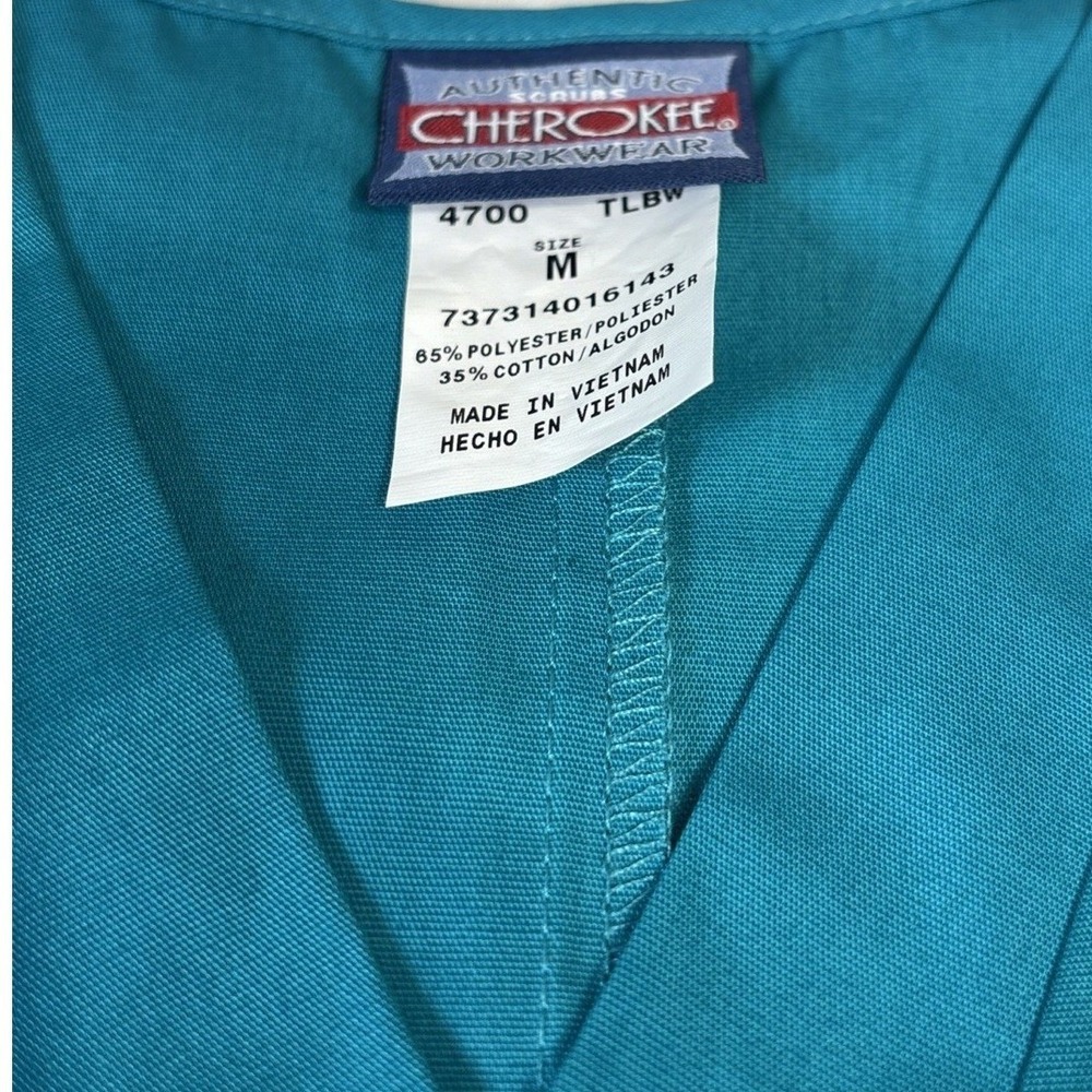 Cherokee Workwear 4700 V-Neck Scrub Top Teal Blue Medium TLBW New With Tags - Picture 8 of 9